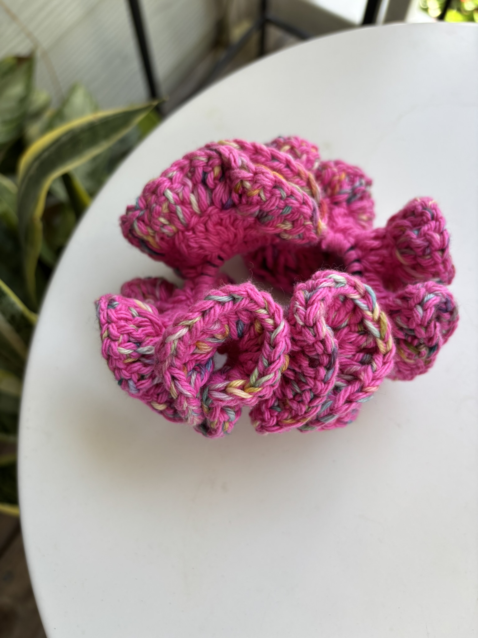 "Deep Pink Multicolored" Scrunchie